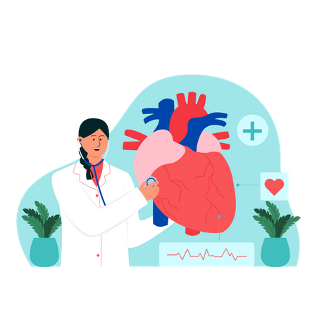 Heart specialist check heart Illustration