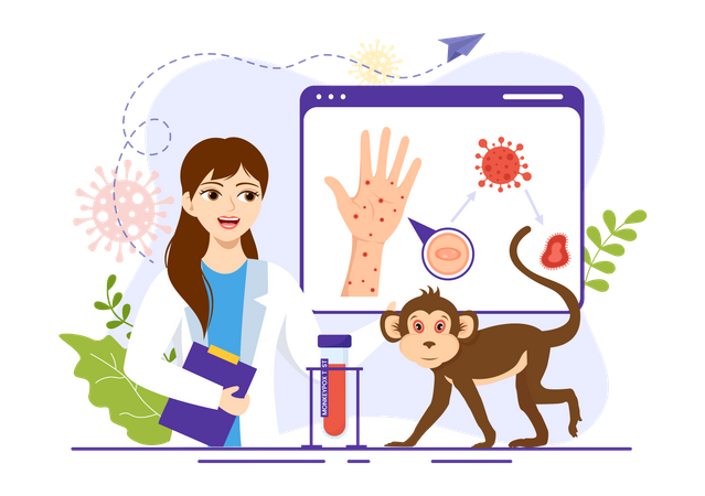 Female Doctor explain Monkeypox  Illustration