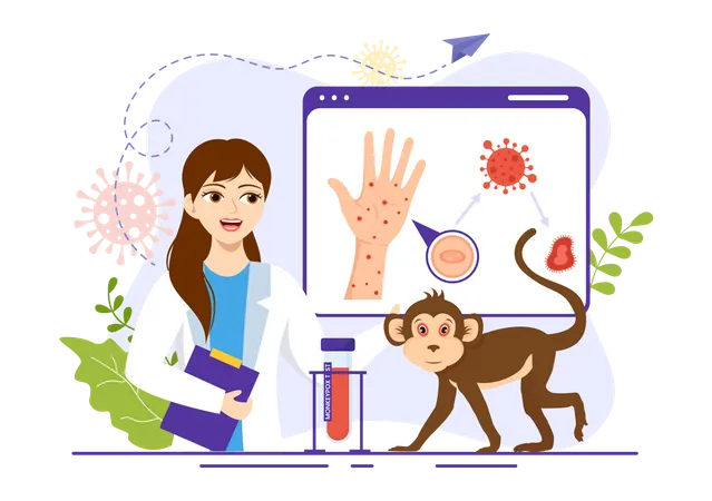 Female Doctor explain Monkeypox  Illustration