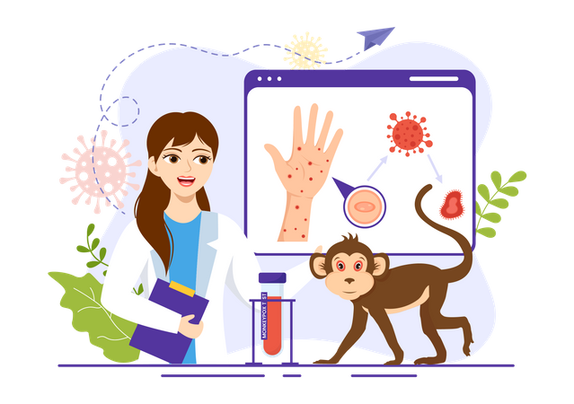 Female Doctor explain Monkeypox  イラスト