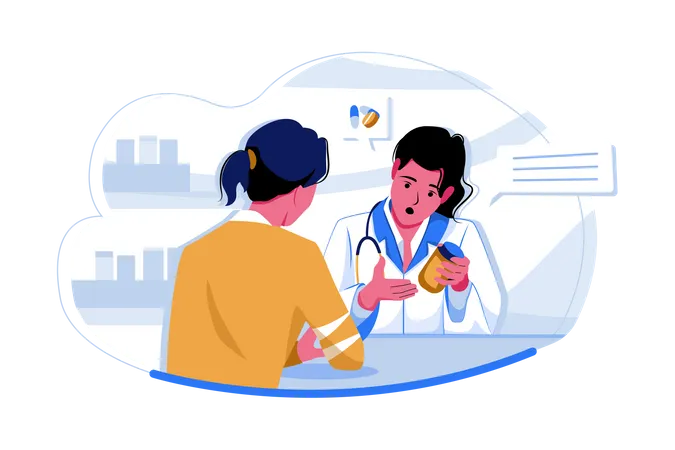 Female doctor explaining medication  Illustration