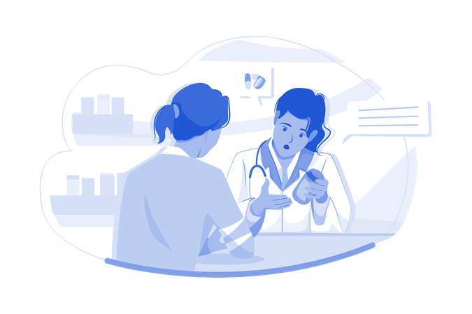 Female Doctor Explaining Medication  Illustration