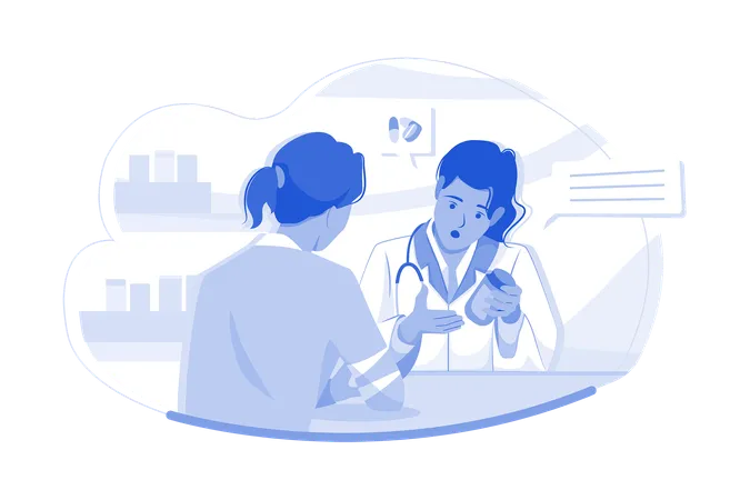 Female Doctor Explaining Medication  Illustration