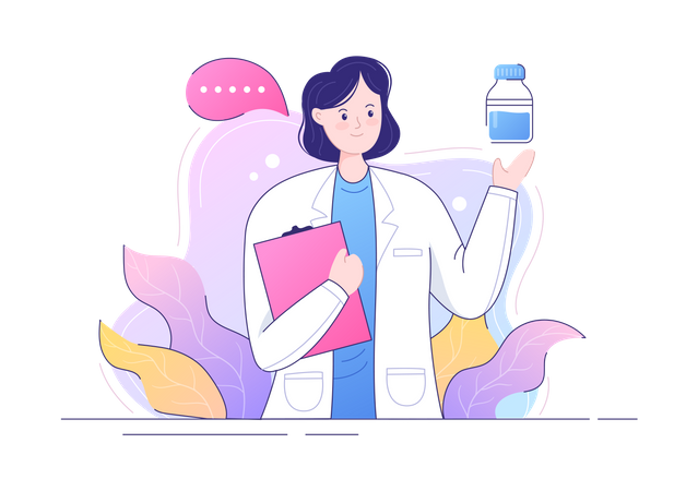 Female doctor explaining medication  Illustration