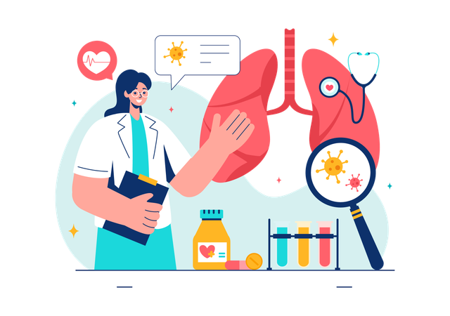 Female doctor find lungs virus  Illustration