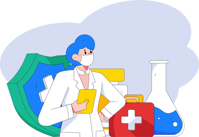 Female doctor giving advice for medicine  Illustration