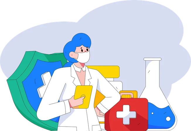 Female doctor giving advice for medicine  Illustration