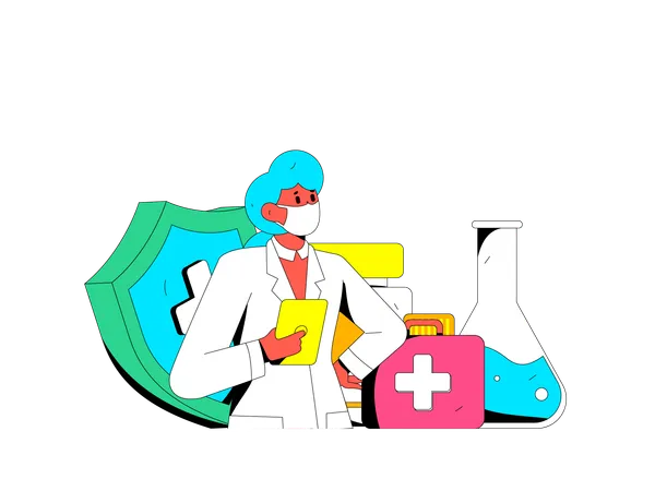 Female doctor giving advice for medicine  Illustration