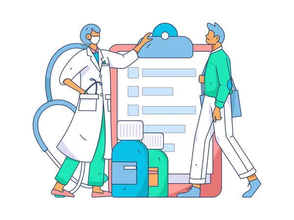 Female doctor giving advice for medicine  Illustration