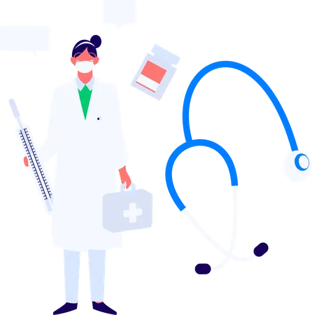 Female doctor giving covid medicine  Illustration