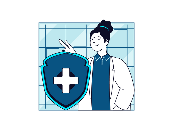 Female doctor giving health assurance Illustration