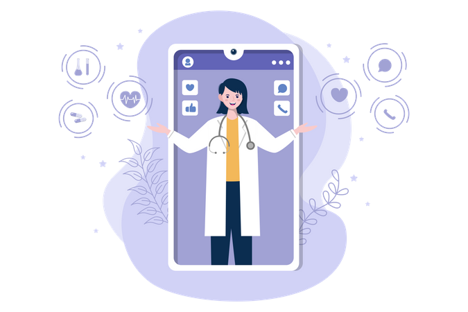 Female Doctor giving health related information Illustration