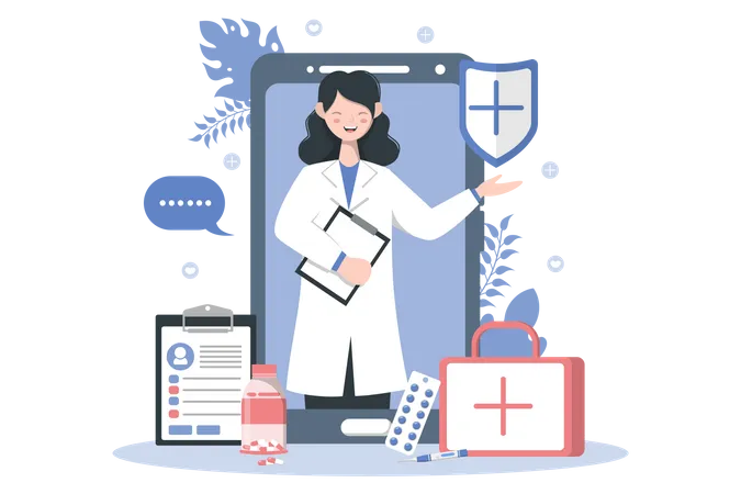 Female doctor giving medical information  Illustration