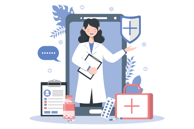 Female doctor giving medical information  Illustration