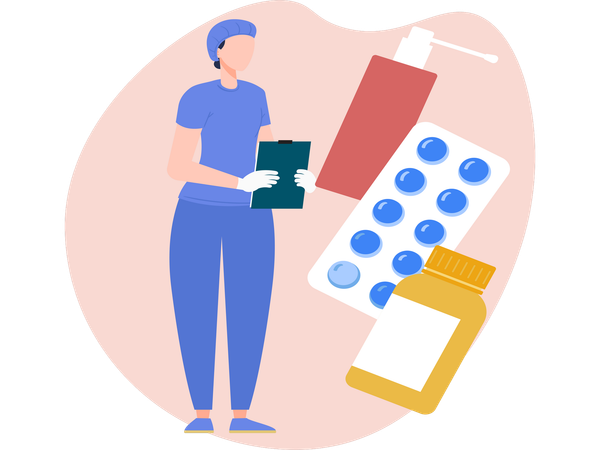 Female Doctor giving medicine  Illustration