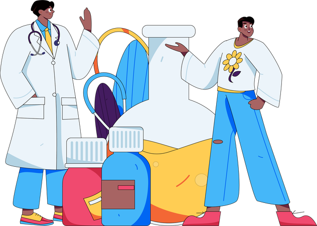 Female doctor giving medicine  Illustration