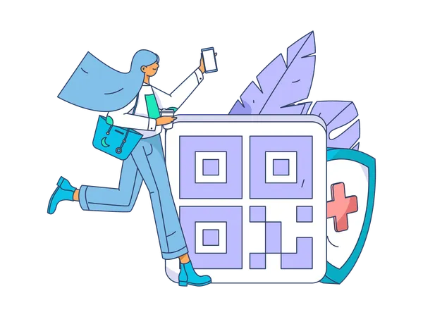 Female doctor giving medicine online  Illustration