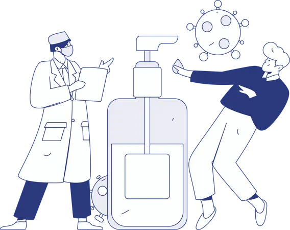オンラインで薬を処方する女性医師  イラスト