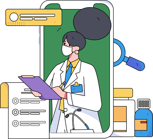 Female doctor giving medicine prescription  Illustration