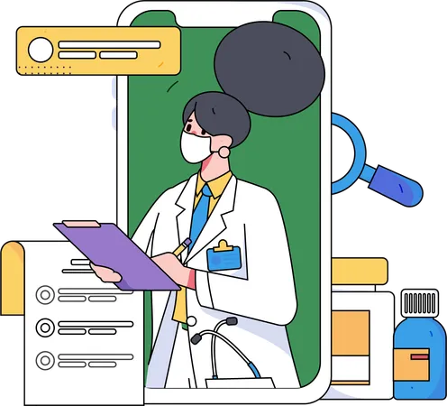 Female doctor giving medicine prescription  Illustration