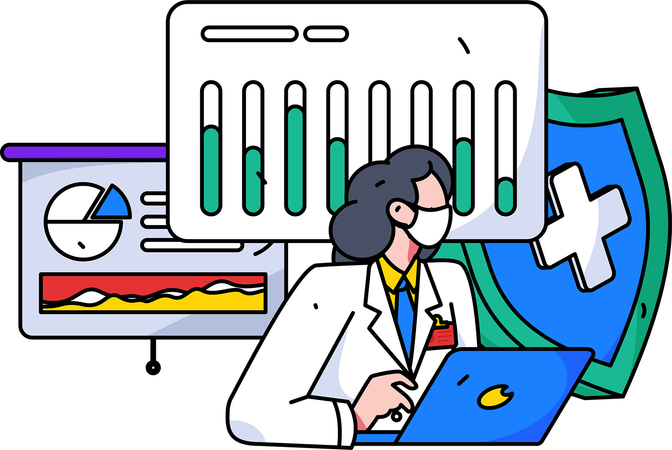 Female doctor giving online advice to patients  Illustration