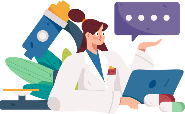 Female doctor giving online health consultation  Illustration