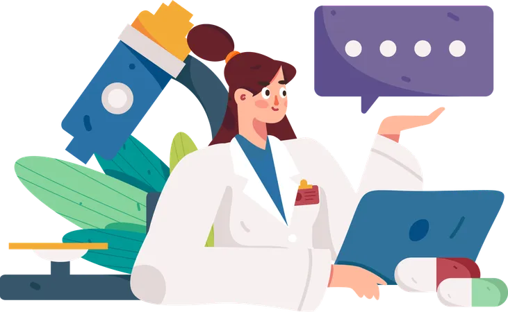 Female doctor giving online health consultation  Illustration