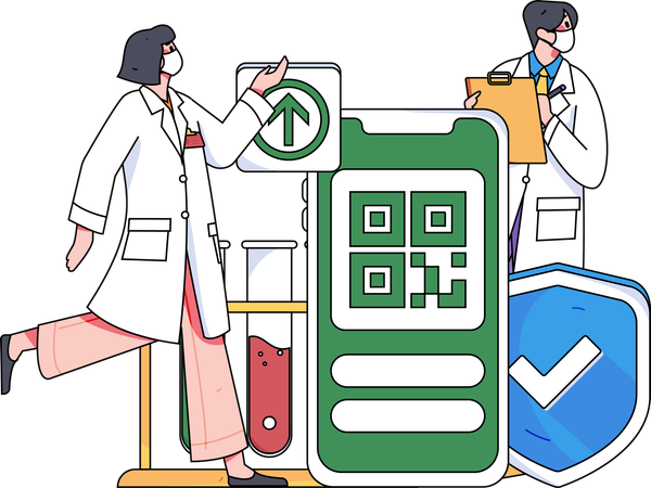 Female doctor giving online healthcare support  Illustration