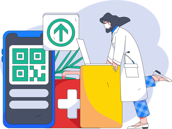 Female doctor giving online healthcare support  Illustration