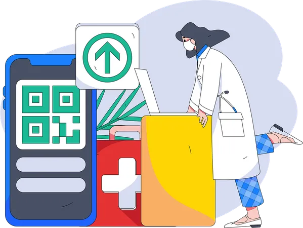 Female doctor giving online healthcare support  Illustration