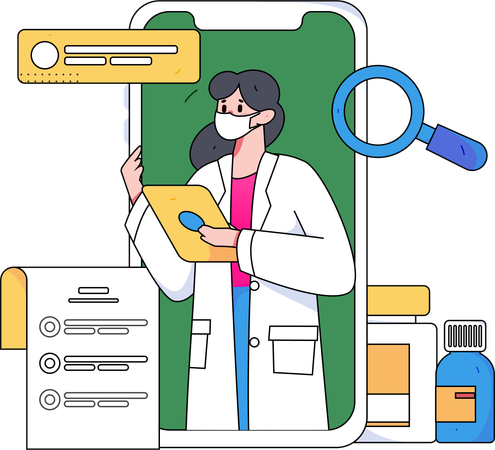 Female doctor giving online medical service  Illustration