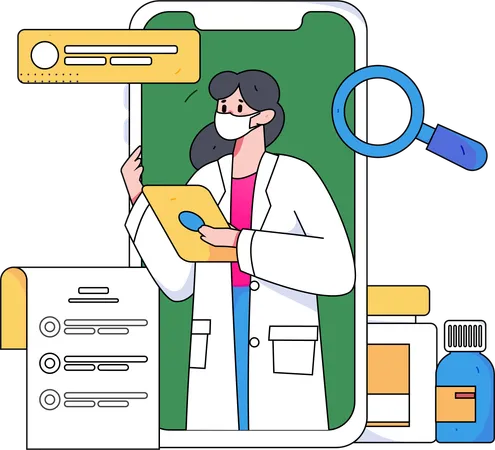 Female doctor giving online medical service  Illustration