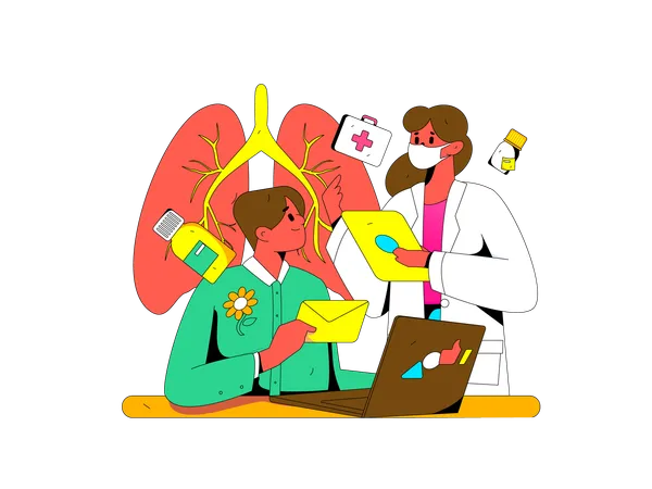 Female doctor giving online medicine  Illustration