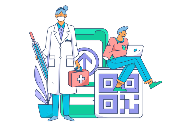 Female doctor giving online medicine  イラスト