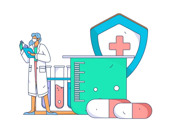 Female doctor giving online medicine  Illustration