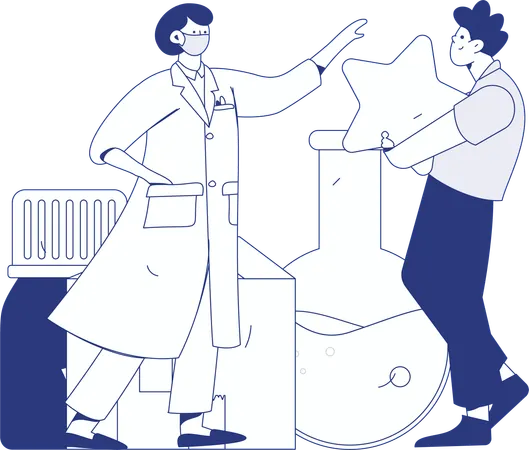 オンラインで薬を処方する女性医師  イラスト