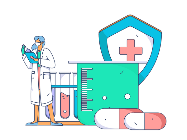 Female doctor giving online medicine  Illustration