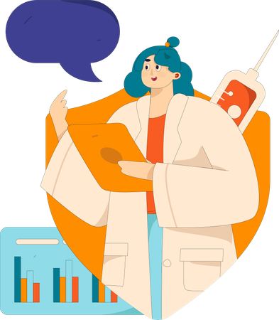 Female doctor giving prescription  Illustration