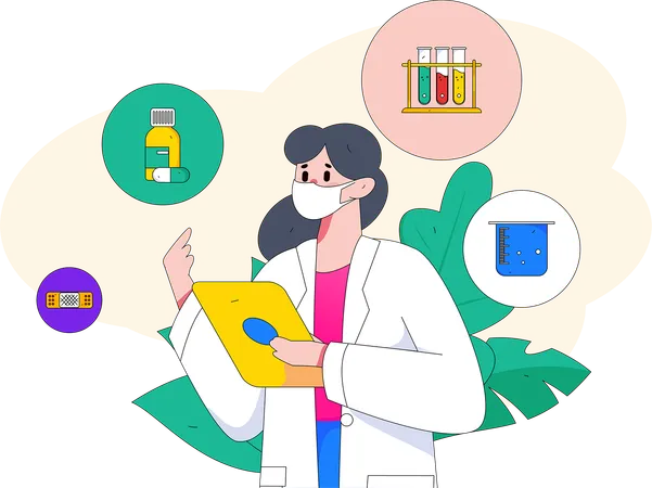 Female doctor giving prescription  Illustration