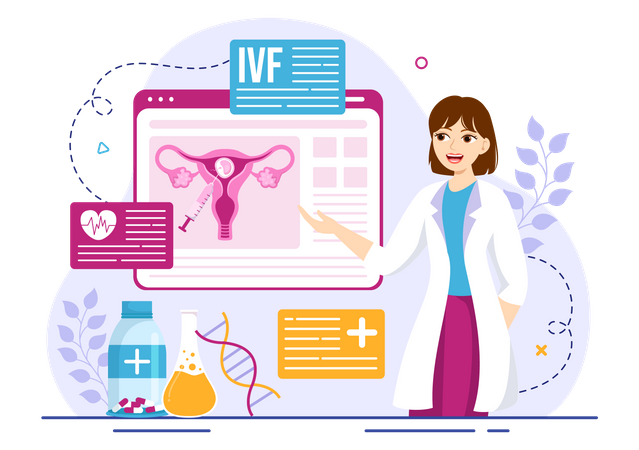 Female doctor giving presentation on ivf  Illustration