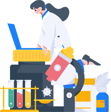 Female doctor giving service online  Illustration