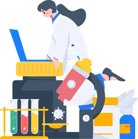 Female doctor giving service online  Illustration