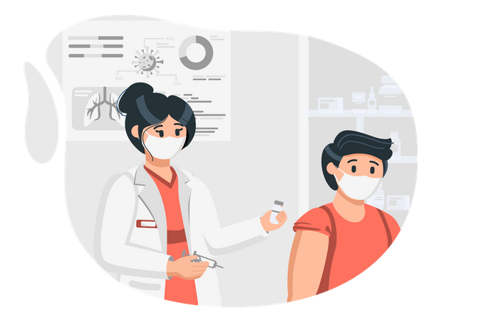 Female doctor giving vaccination to patient  Illustration