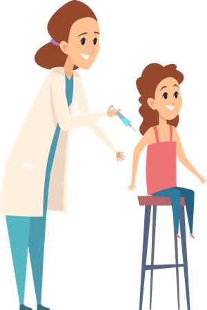 Female doctor giving vaccine shot Illustration