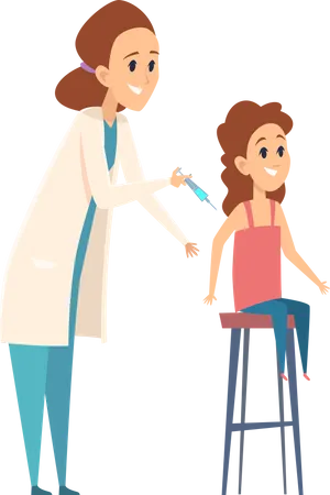 Female doctor giving vaccine shot Illustration