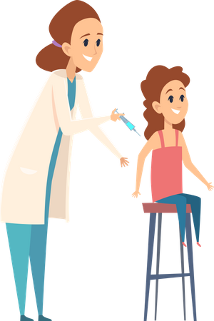 Female doctor giving vaccine shot  Illustration