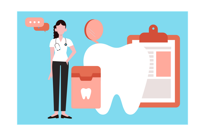 Female doctor has dental report  Illustration