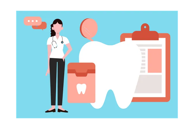 Female doctor has dental report  Illustration