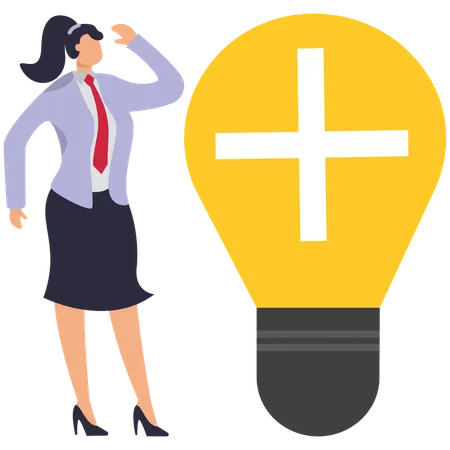 Female doctor has medical idea for Brainstorming  Illustration