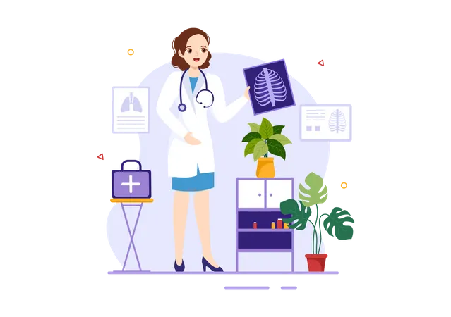 Female doctor holding bone report  Illustration